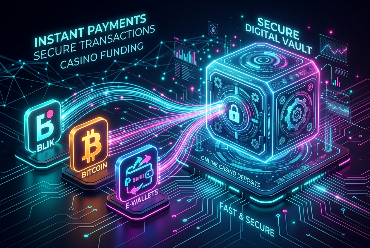 Wizualizacja nowoczesnych metod płatności w kasynie: BLIK, MiFinity i kryptowaluty