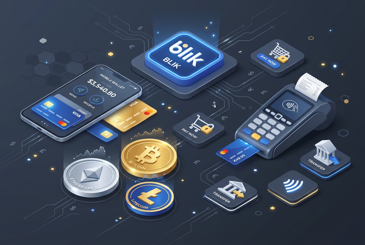 Nowoczesne ikony metod płatności w kasynie: BLIK, MiFinity, Kryptowaluty i Jeton